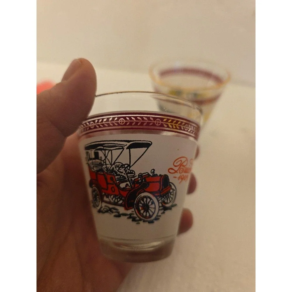 Vintage Hazel Atlas Antique Car Low Ball‎ Glasses - Set of 3
